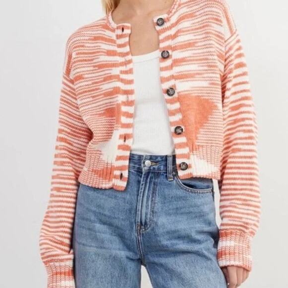 Ciao Lucia Varese Cotten Jacquard-Knit Cardigan in Blush Size Small - Picture 11 of 15